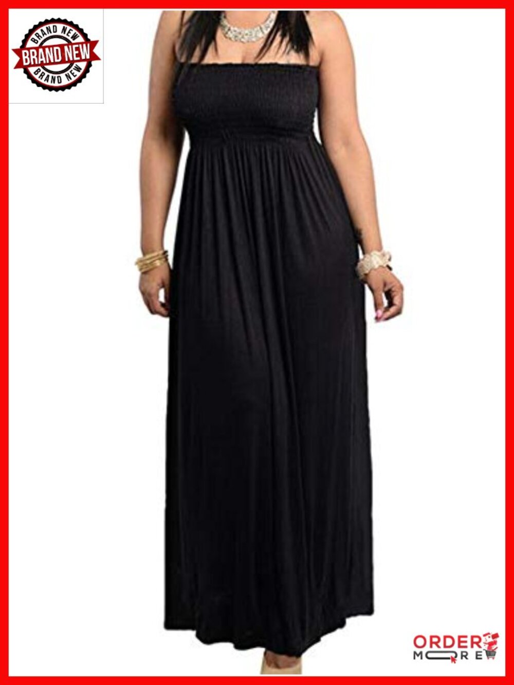 Smocked Chest Strapless Tube Long Maxi Beach Cover-up Dress